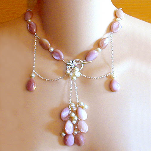Lavender MOP & Pearl Drop Necklace